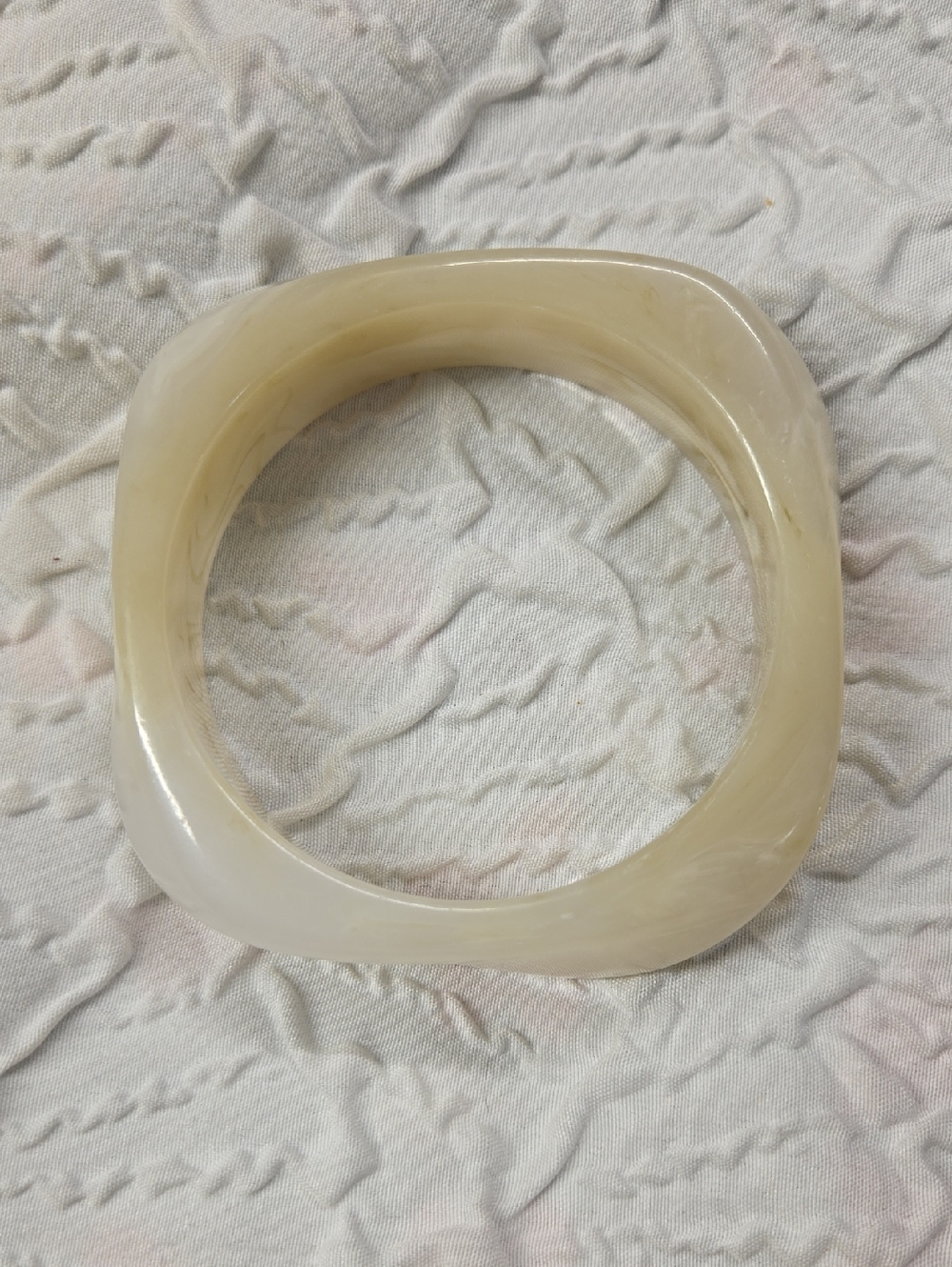 Cream Marbled Square Acrylic Bangle Bracelet